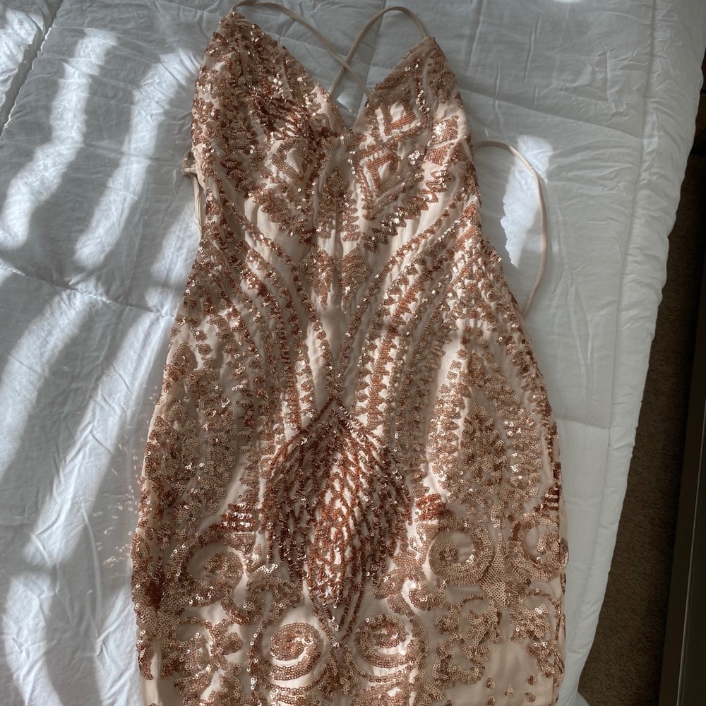 NUDE SEQUIN DRESS